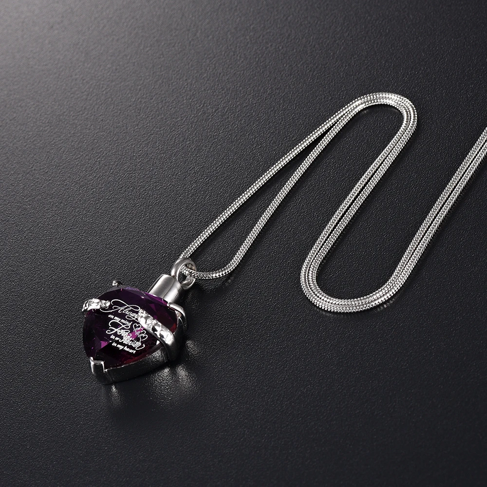 

Cremation Jewelry Always in My Heart Urn Necklace for Ashes Keepsake Memorial Crystal Pendant Locket Ashes Jewelry