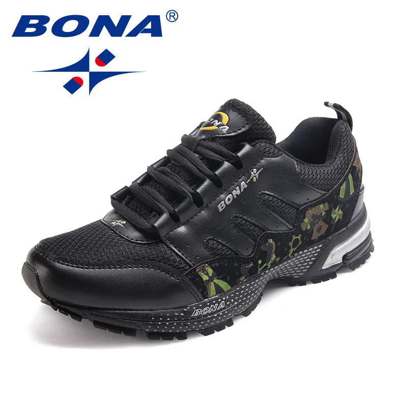 BLACK GREEN BONA/Новое поступление; женские кроссовки в классическом стиле; женская спортивная обувь на шнуровке; кроссовки для занятий спортом на открытом воздухе - Цвет: BLACK GREEN