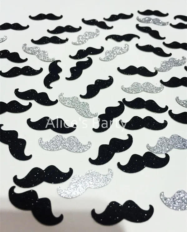 Лидер продаж 500 шт. блестящий черный серебристый мини фон в форме бороды усов