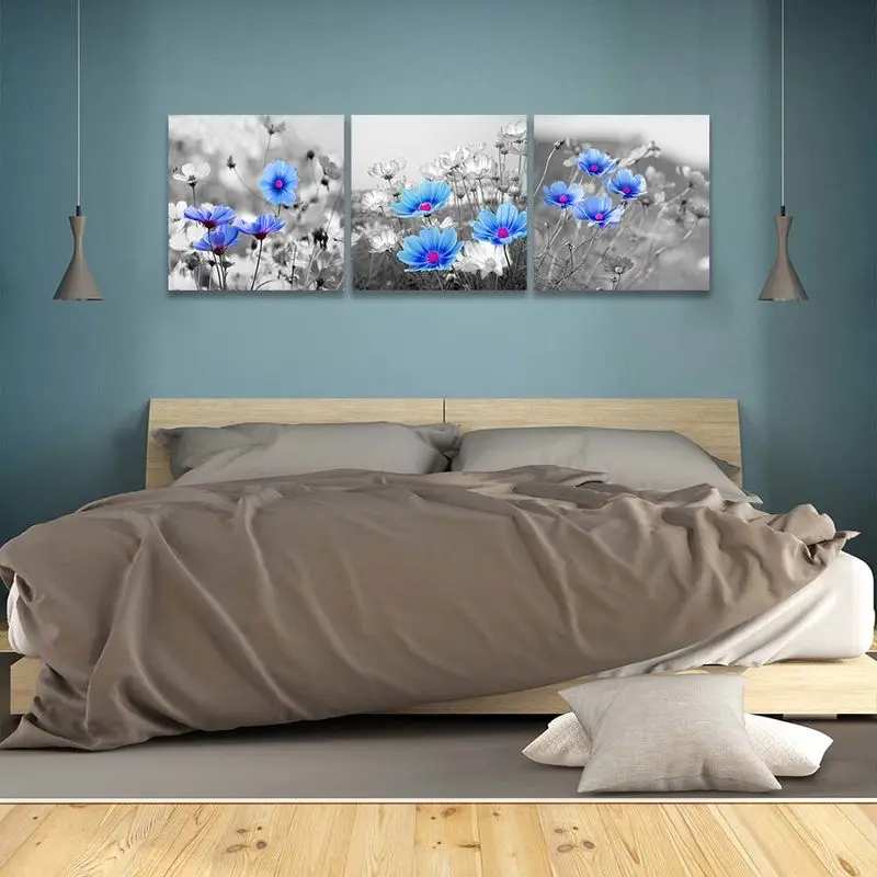 3 Панели черно-белые цветочные принты на холсте настенные художественные