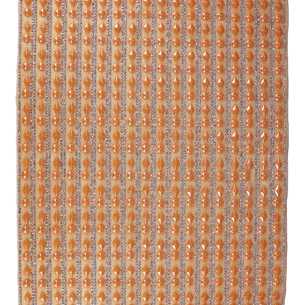 1 лист оранжевого бисера аппликация с кристаллами термоклейкая украшение для