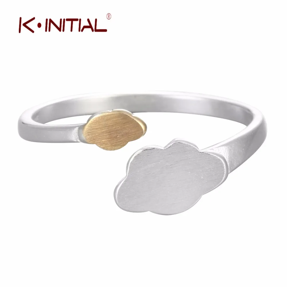 Kinitial 925 silver геометрическим clounds Кольца открытым цвета: золотистый серебристый
