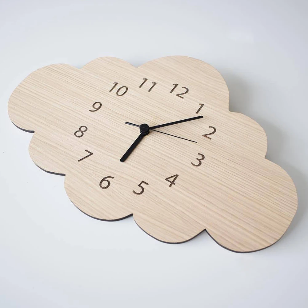 Детский Декор немой облако реквизит настенные часы мультфильм гостиная