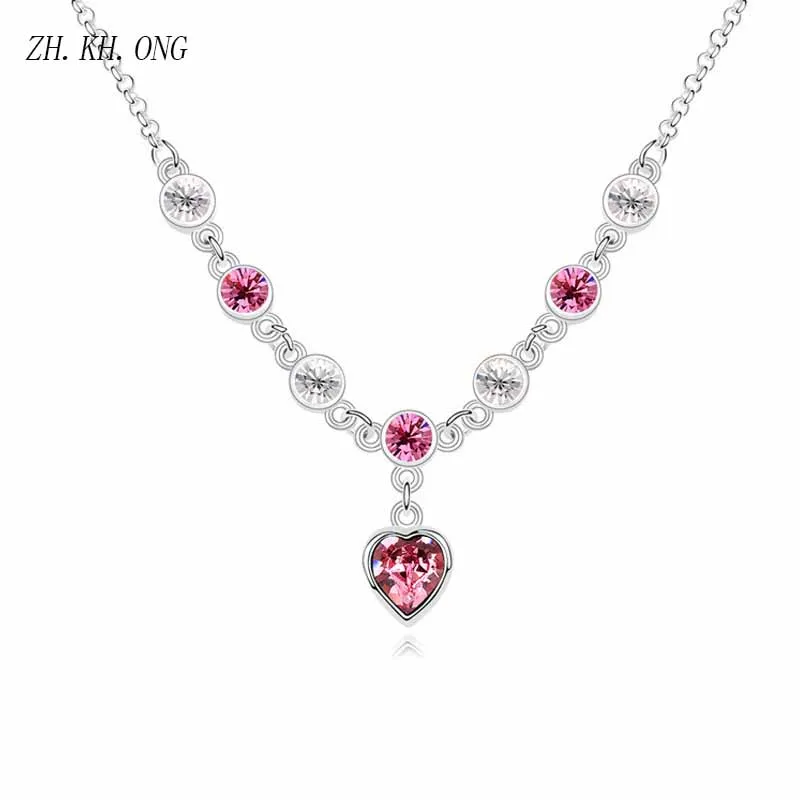 Ж. Х. Онг Мода любовь ожерелье и подвески для женщин Романтический хрустальное