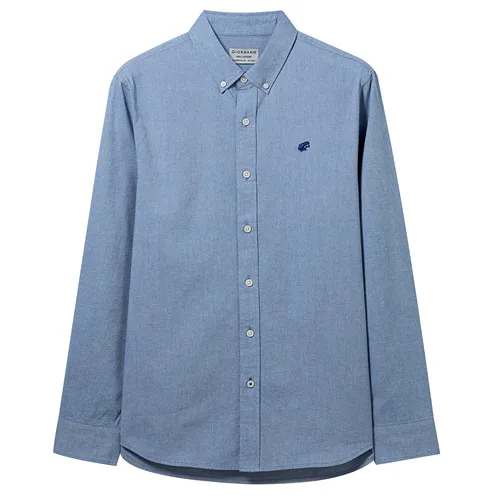 05Blue Giordano рубашка фирмы Giordano «Оксфорд» выполненная из натурального хлопка с логотипом лягушки на груди, имеет три варианта цвета белый, небесный и серый - Цвет: 05Blue