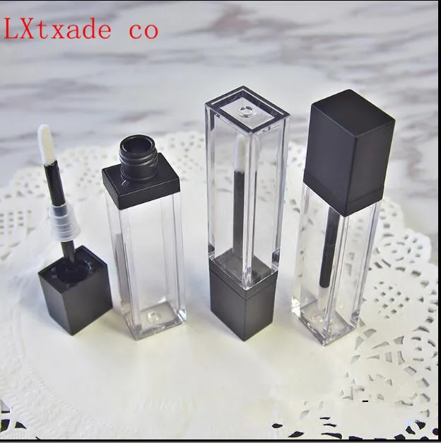 7ml Top Grade Black Lucency New Style Rectangle Empty Lip Gloss Packaging Containers Wholesale Lipstick Lip Balm Tube Bottles