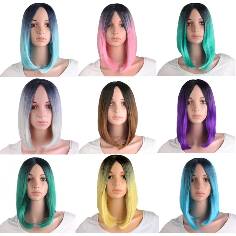 MapofBeauty розовый Омбре черный блонд синий серый парик длинные прямые волосы