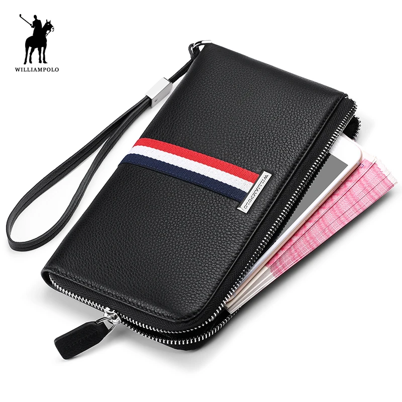 Длинный кошелек WILLIAMPOLO PL235 мужской Модный Роскошный тонкий клатч из натуральной