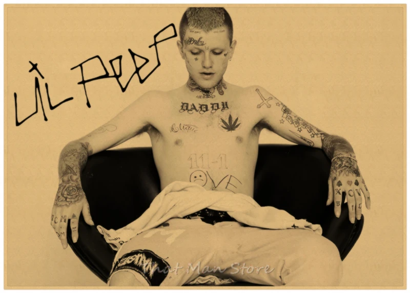 Хип-хоп рэпер Lil Peep плакат наклейки на стену винтажные постеры печать высокого качества для гостиной домашний декор 42*30 см