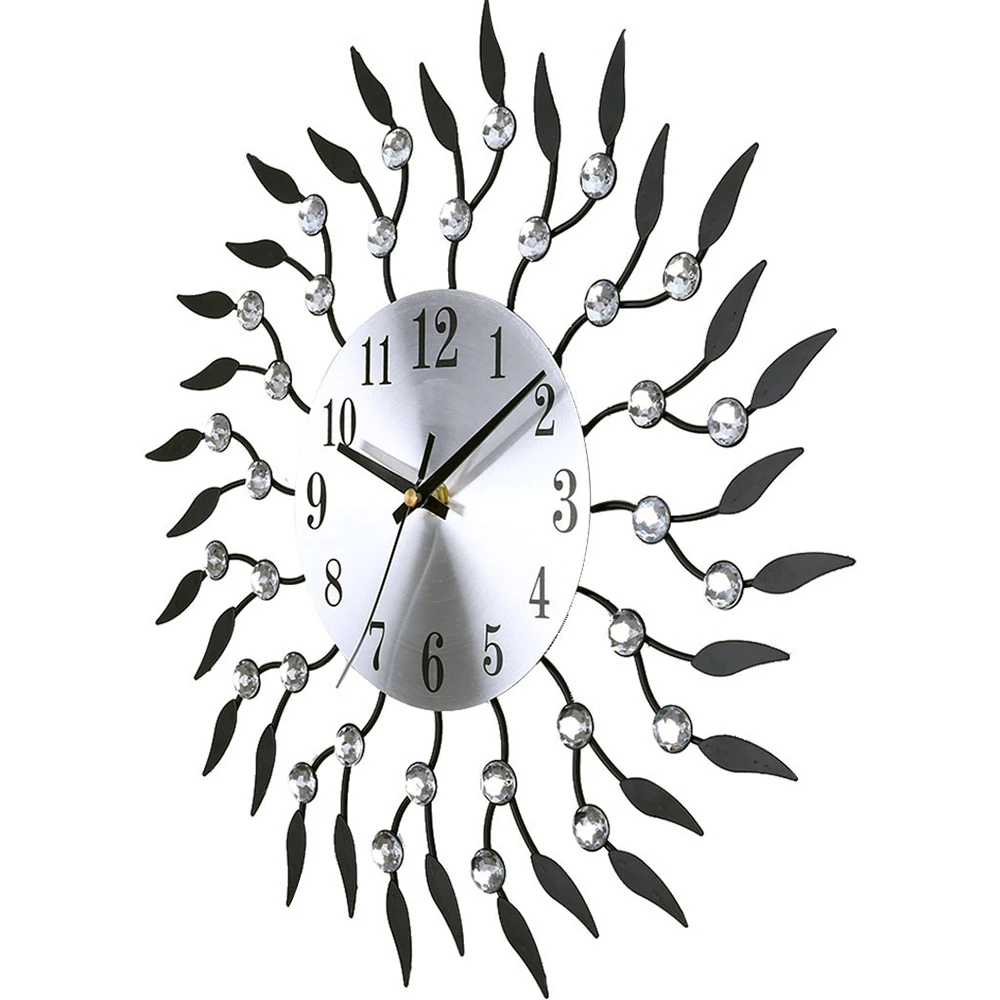 Ретро Роскошные художественные настенные часы с металлическим цветком и