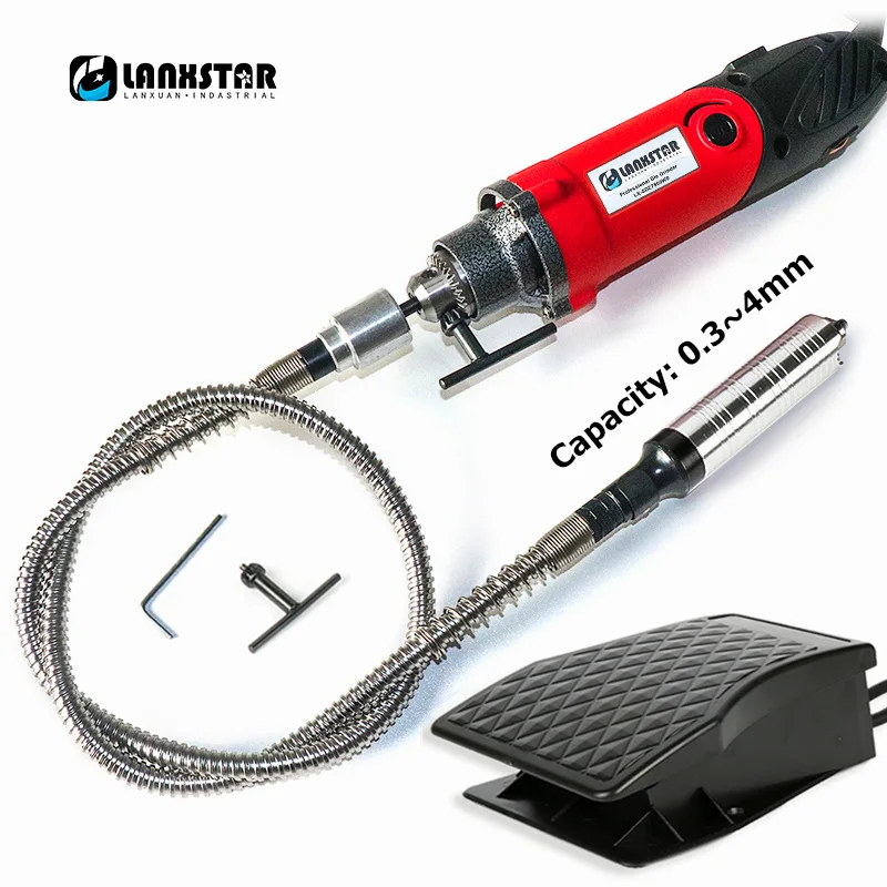 Lanxstar Dremel новая гравировальная ручка электрическая дрель DIY дрель Электрический Роторный инструмент шлифовальная машина Мини дрель мини-мельница шлифовальный станок - Цвет: Pedal M-Shaft Chuck4