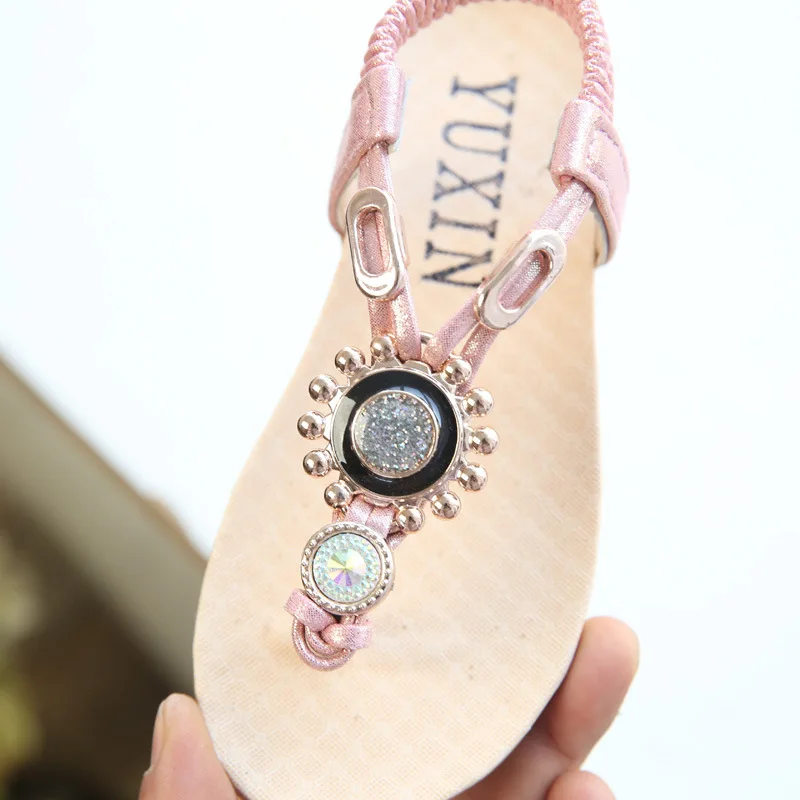 Летние Девушки Сандалии Детская Обувь Горный Хрусталь Принцесса Туфли Флип Флоп