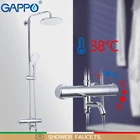GAPPO смеситель для душа настенный термостатический для ванны душевая лейка водопад латунный смеситель водопроводный кран набор для душа для ванной