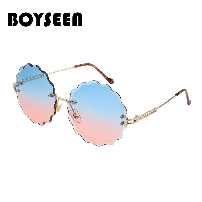 BOYSEEN, бескаркасные солнцезащитные очки для женщин, Цветок, женские солнцезащитные очки, цветные, океанские солнечные очки, 6535