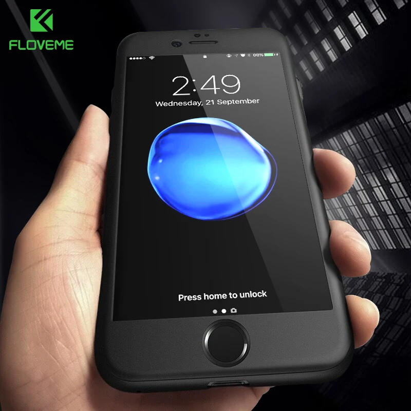 FLOVEME 360 полная защита телефона чехол для iPhone X 7 6 6s 8 плюс закаленное Стекло чехлы 5S