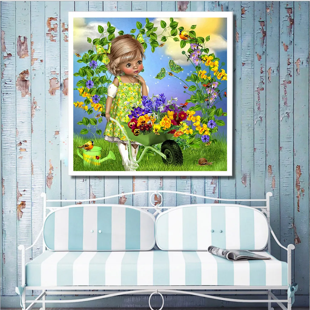 Картина с бриллиантами красивая вышивка для девочек холст картины домашний