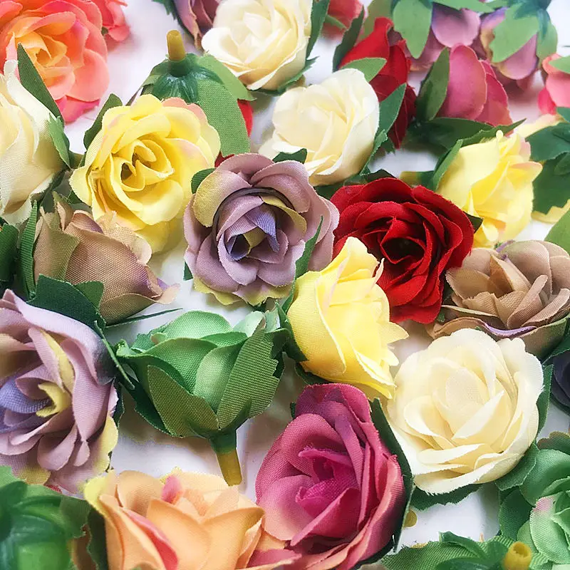 Искусственные мини розы градиентные Цветочные головки в стиле ретро свадебное