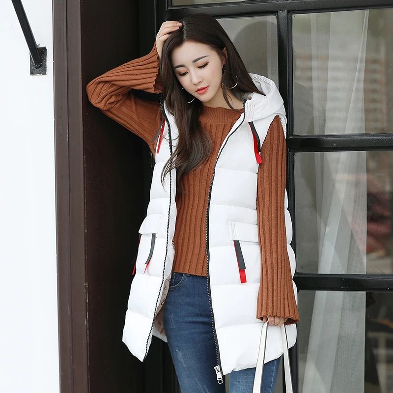 Женский хлопковый жилет с принтом зимняя Лоскутная куртка без рукавов капюшоном