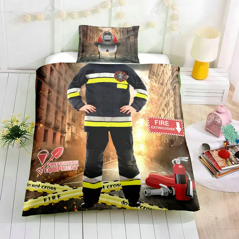 Firemen 3D пододеяльник с Набор наволочек, гоночный драйвер, пожарный пилот, боксер, комплекты постельного белья для мальчиков, подарок на день рождения, домашний текстиль - Цвет: Firemen