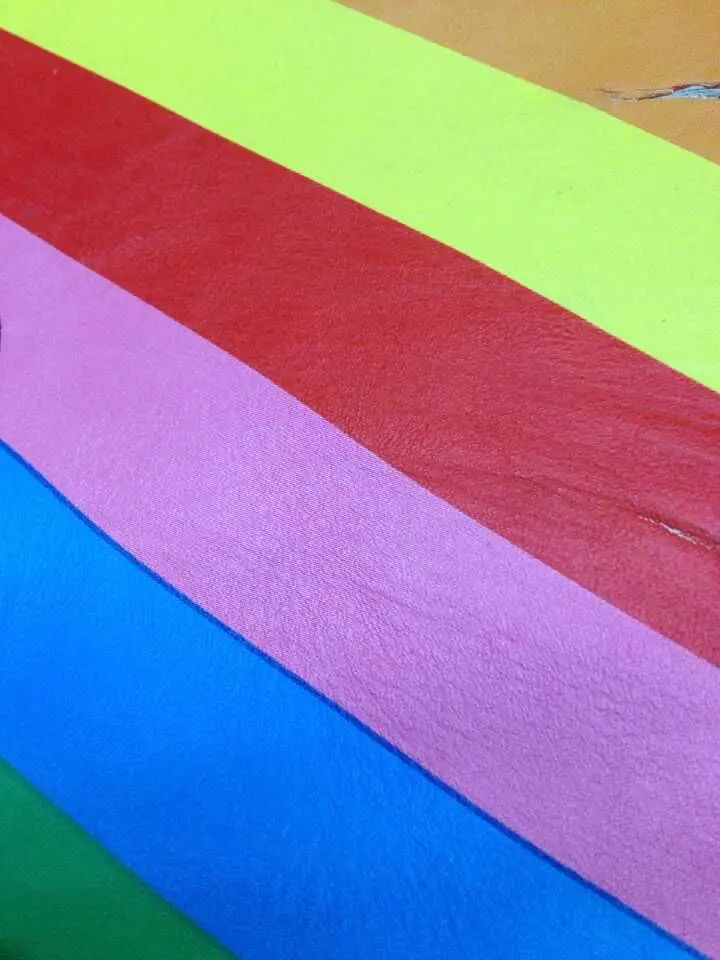 Радуга Цвет полоса натуральной козьей кожи Ткань для обуви/кошелек/сумка