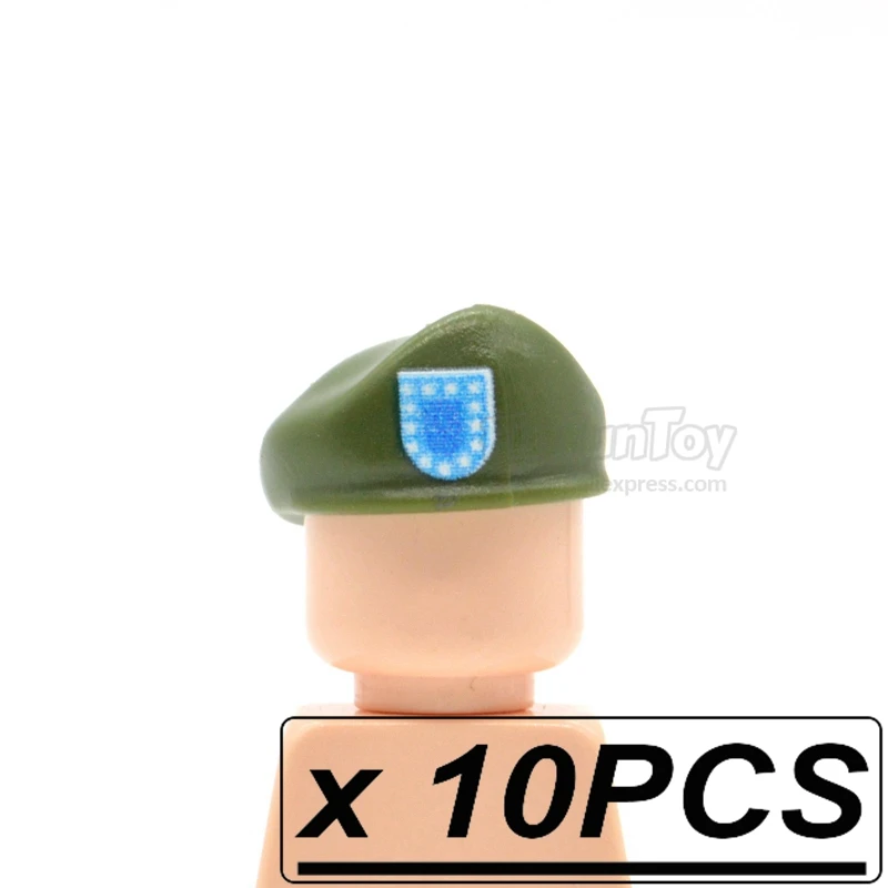 10pcs army green 10 шт./лот WW2 британские шлемы с принтом MK2 военный армейский берет Кепка MOC блоки Строительные кирпичи игрушки для детей - Цвет: 10pcs army green