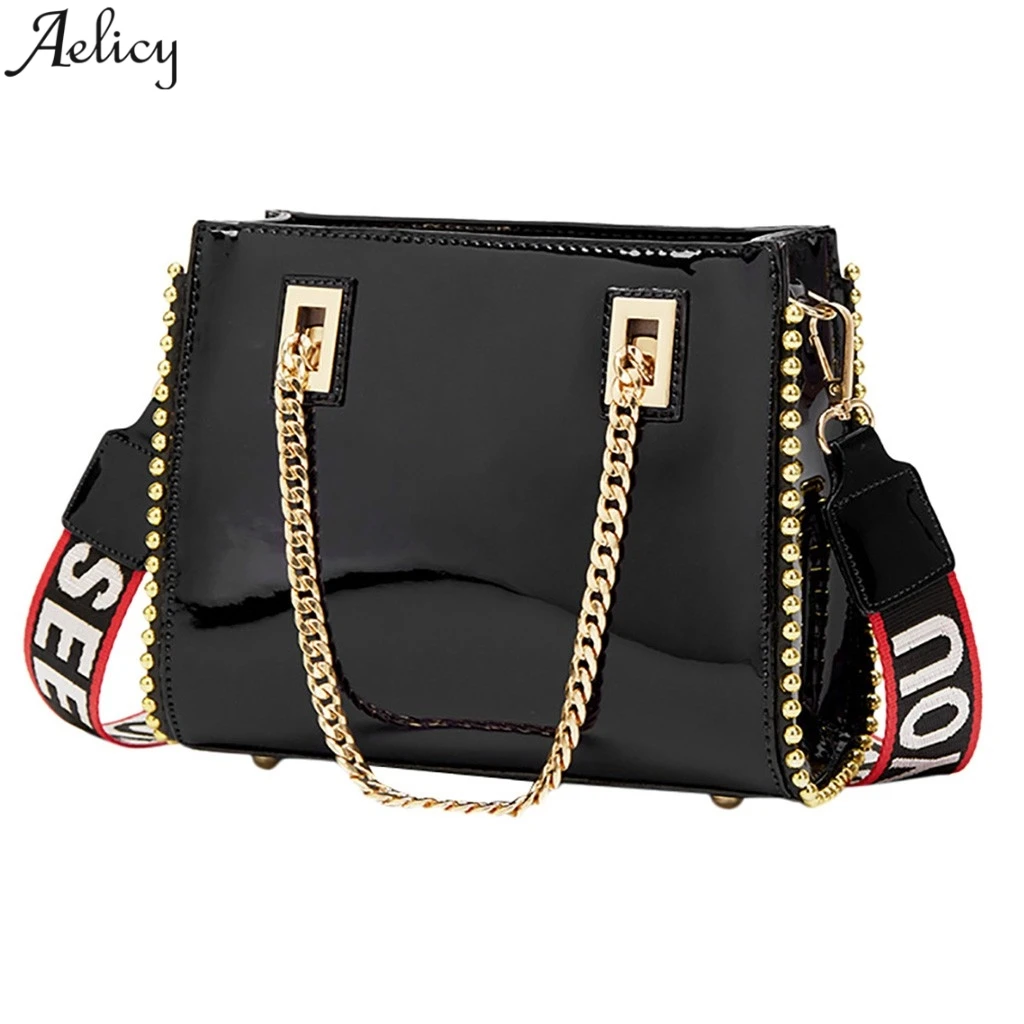 Aelicy, роскошная лакированная кожаная сумка для женщин, женская модная повседневная сумка для покупок, Женская Роскошная сумочка на цепочке с ремешком