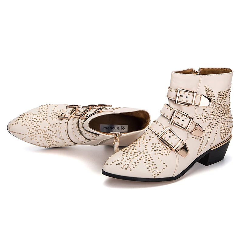 Mancuello/23 конструкции Пояса из натуральной кожи с заклепками зимние сапоги для