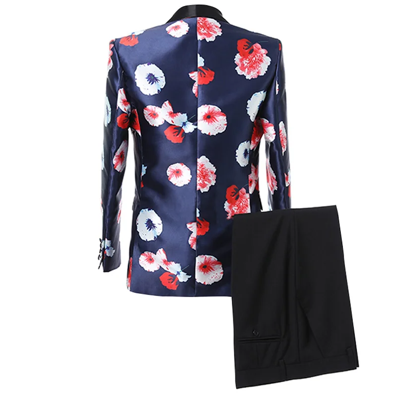 YUNCLOS высокое качество мужские костюмы с цветочным принтом комплект из 2 предметов