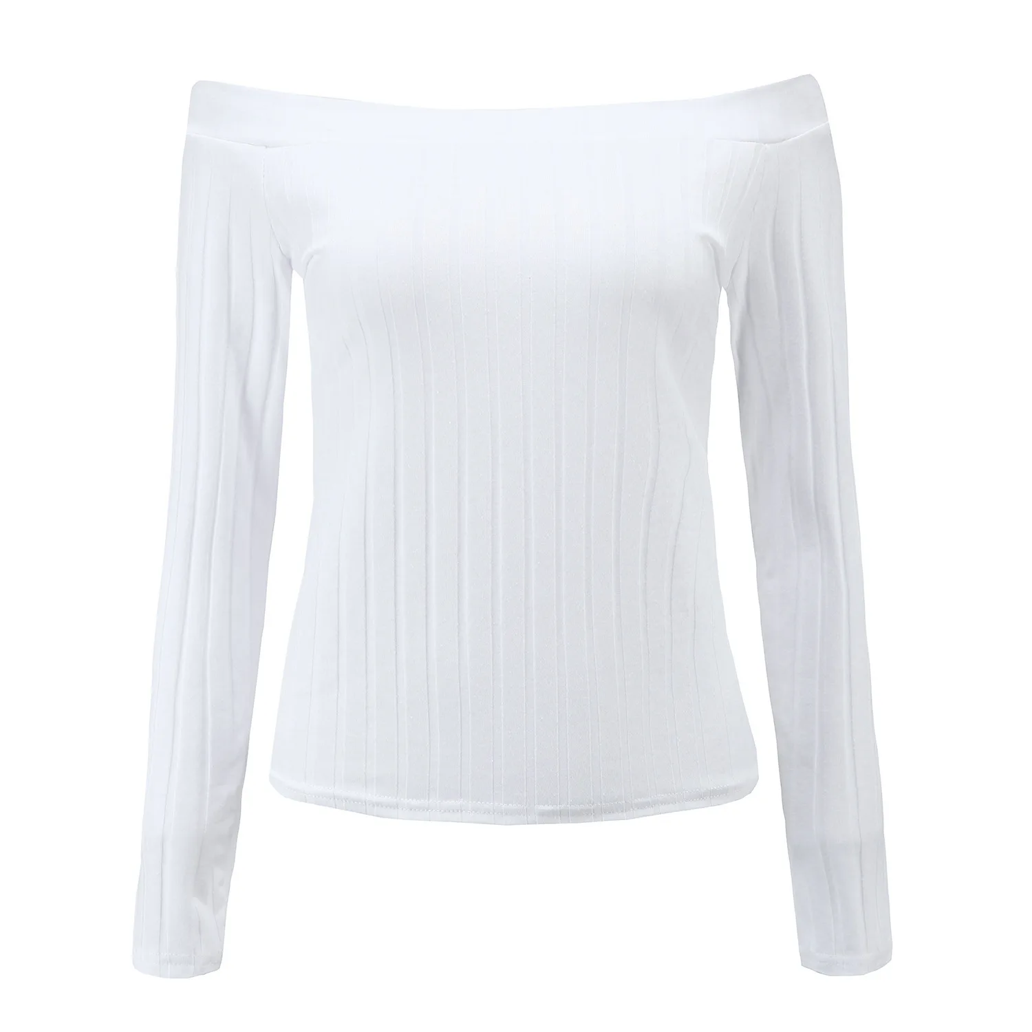 

Autumn winter new pit strip strapless knit blouse shirt women sexy fashion long sleeve slash neck clothing DCB-16218