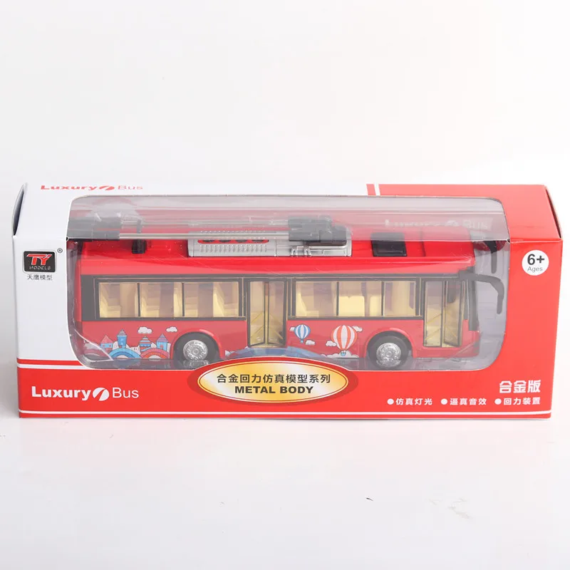 Детские игрушки, сплав, экскурсионный автобус, модель 1/32, троллейбус, литой под давлением, трамвайный автобус, автомобиль, игрушка, W светильник и звук