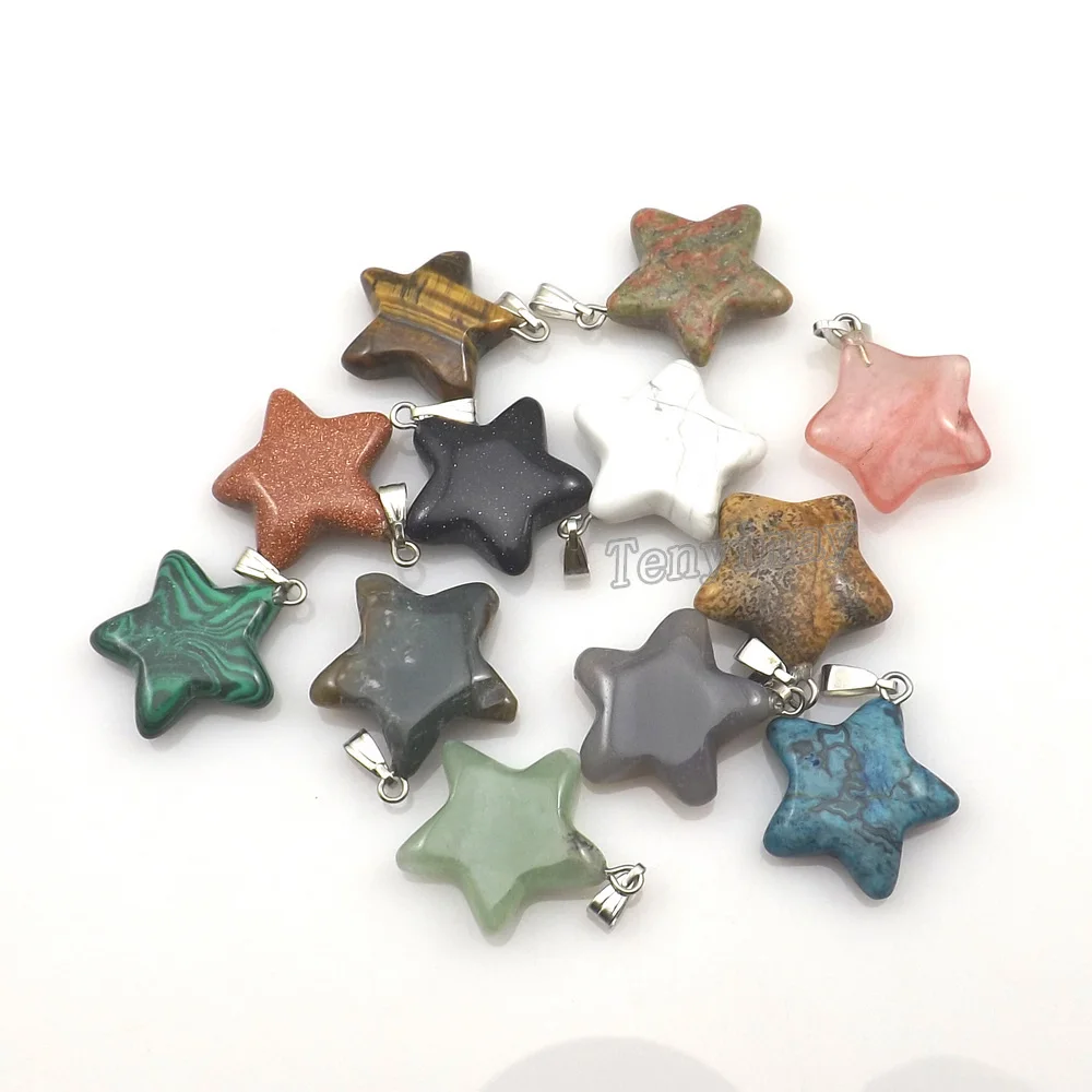 Смешанные лоты красивые подвески из натурального камня в форме звезды для