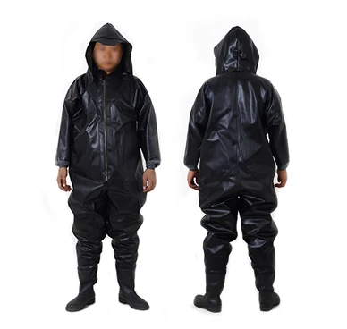 Мужские дышащие сапоги 1 мм черные из телячьей кожи ПВХ|waders men|waders respirantwader pesca |