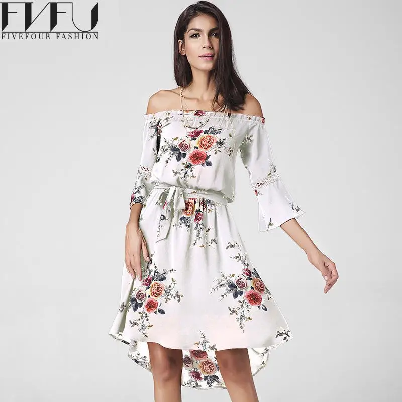 Новое модное летнее платье 2017 женская обувь элегантное белое с цветочным