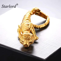 starlord statement bracelet tiger shape unique design trendy gold colorstainless steel cool tiger male bracelet gh2701