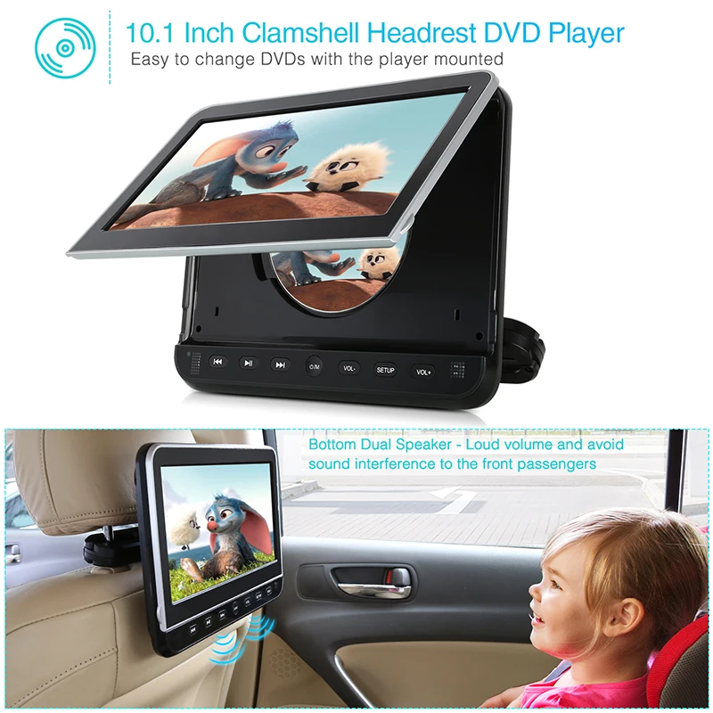 Оптовая продажа 2 шт./лот 10 1 ''Автомобильный подголовник dvd плеер USB/SD/HDMI/FM HD