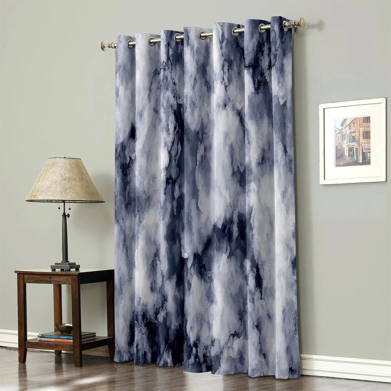 Серый мраморный узор занавески для комнаты в облаке Большой Декор окна ванной