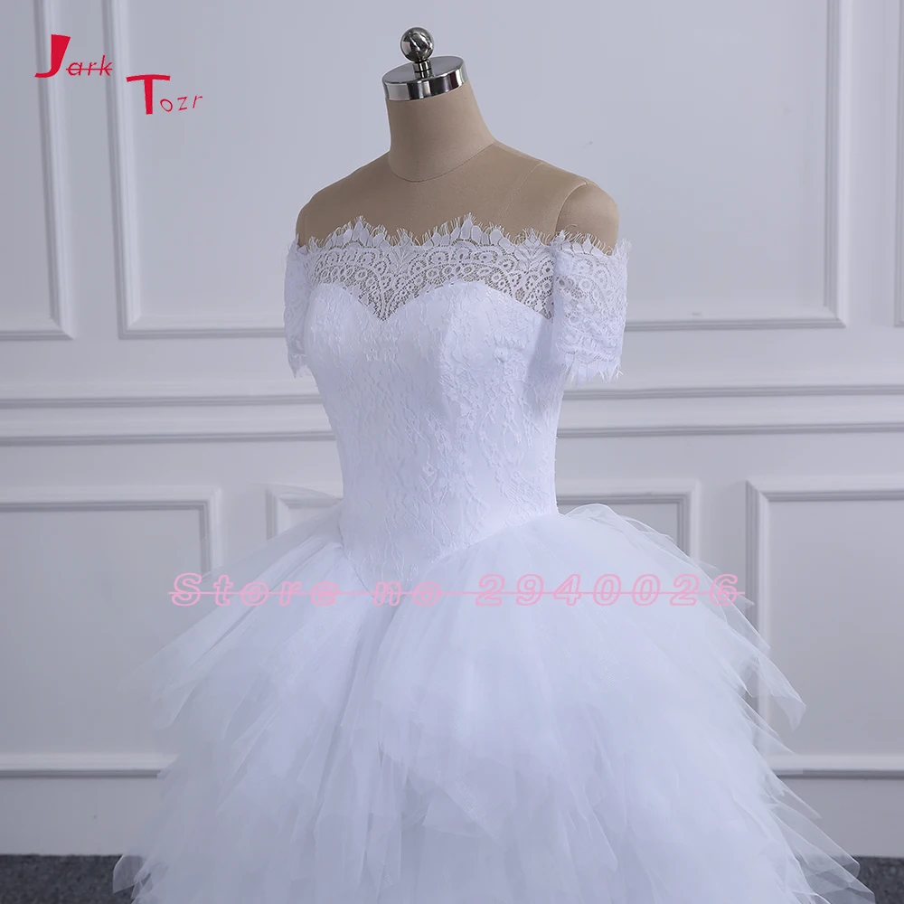 Jark Tozr Vestido De Noiva 2019 кружевное платье с короткими рукавами и открытыми плечами