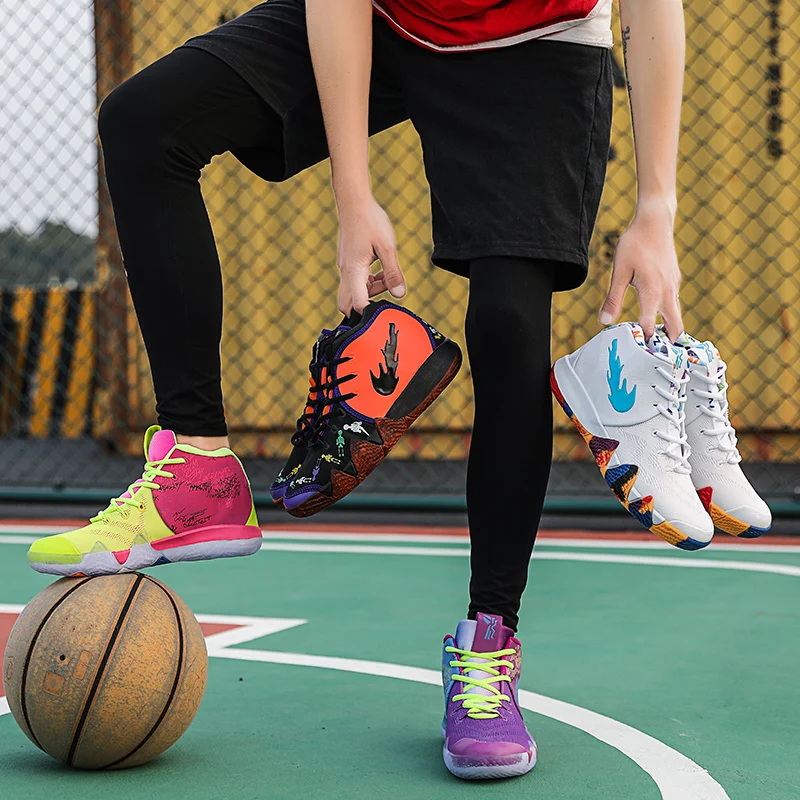 2019 желтые кроссовки для мужчин Kyrie 4 Баскетбольная обувь высокая Jordan Нескользящая