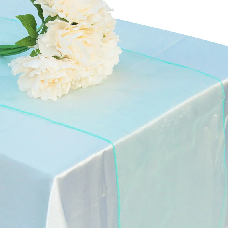 tiffany 31 цвет узкая скатерть из органзы мягкий отвесный стул с обивкой банты Swag Свадебные События рождественские вечерние домашний банкетный стол Декор 1" x 108" - Цвет: tiffany