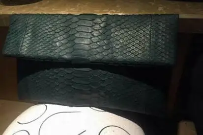dark green Роскошный женский клатч из натуральной кожи питона, клатч из кожи питона, вечерняя сумочка, сумочка - Цвет: dark green