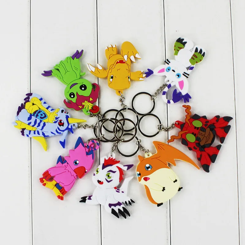 Digimon Приключения Agumon Patamon Tailmon Gomamon Piyomon Gabumon Tentomon Palmon PVC Брелки Подвеска цифровой