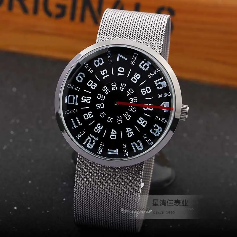 Модные уникальные мужские часы черные/Серебристые кварцевые наручные с