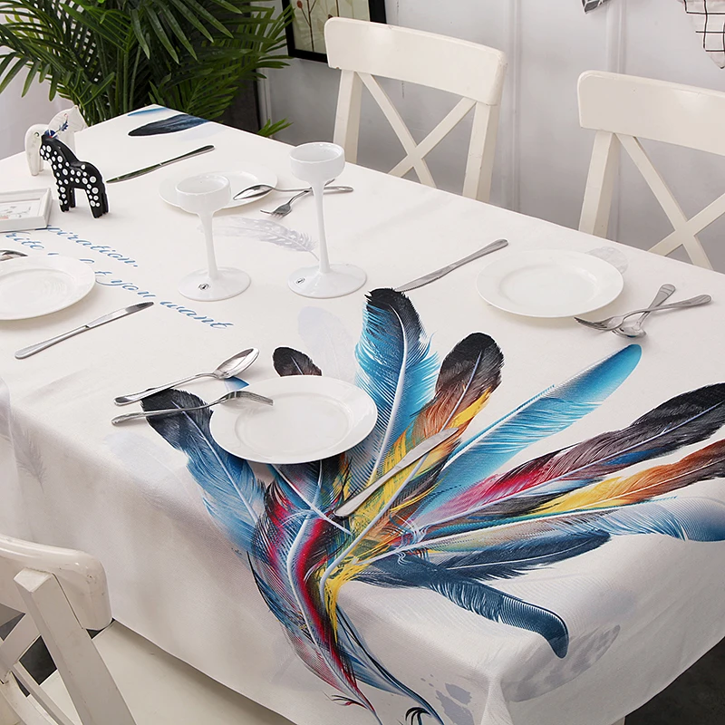 Скатерть прямоугольная в скандинавском стиле с геометрическим рисунком