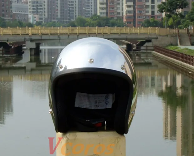 Бренд Vcoros, винтажный мотоциклетный шлем helme, Серебристый Хром, зеркальная живопись, cascos capacete, реактивный скутер, ретро шлемы с открытым лицом