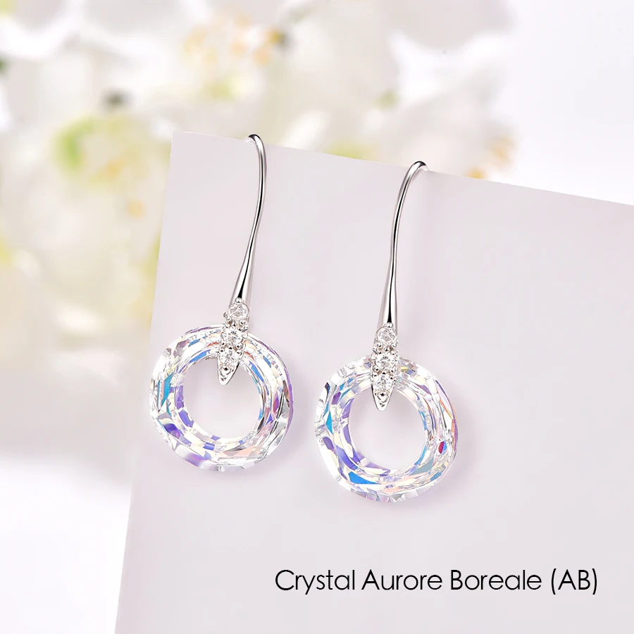 Новые необычные круглые серьги-капли из камня с кристаллами Swarovski, висячие серьги для женщин, Стерлинговое Серебро, богемное ювелирное изделие ручной работы