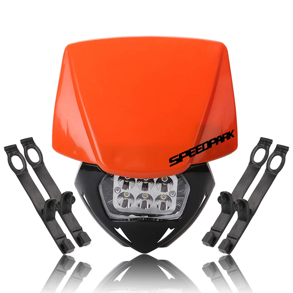SPEEDPARK Универсальный мото rcycle Dirt Bike светодиодный мото фара для KTM SX F EXC XCF SMR MX Enduro Super moto - Цвет: Orange