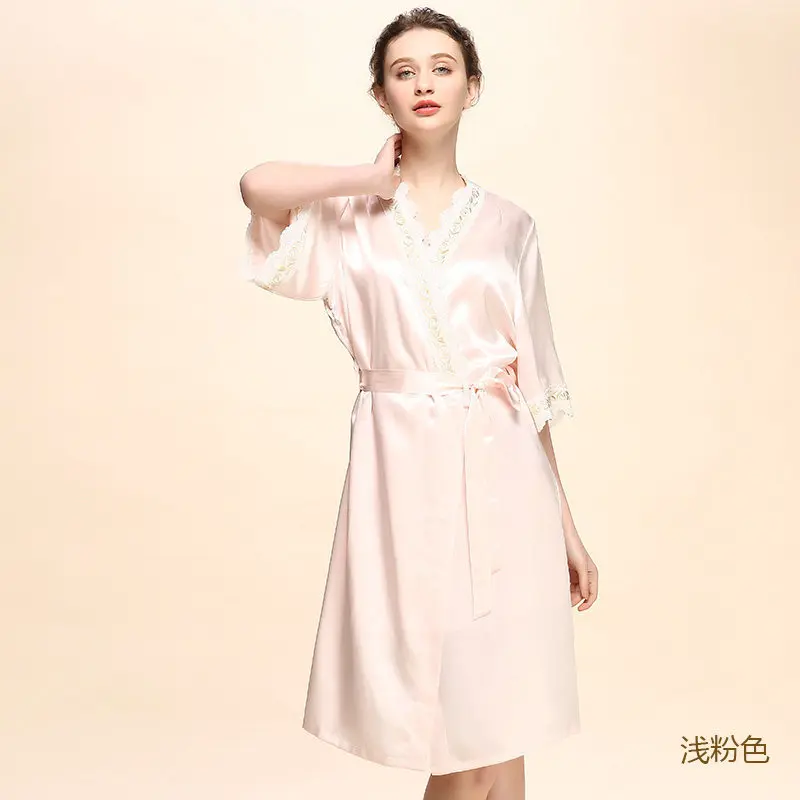 Женские сна lounge robe платье розовый шелковое халат 2 предмета пижамы рубашки белье
