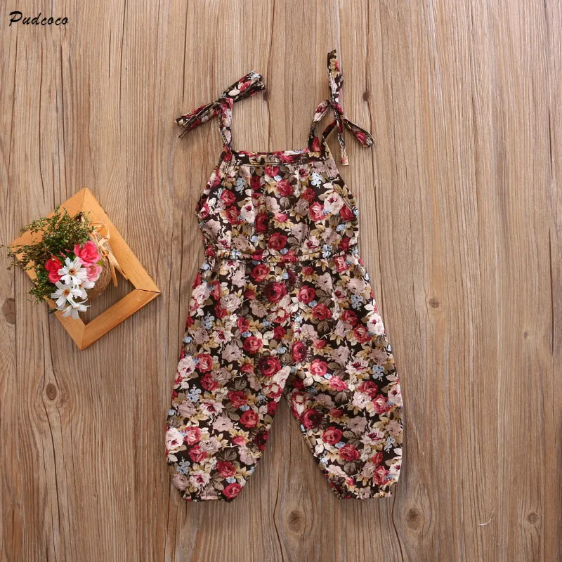 Хлопковые комбинезоны с цветочным рисунком для новорожденных девочек детские