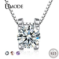 umode genius exquisite pure 925 sterling silver necklace with geometric shape pendant clear cubic zircon pave for female uln0291