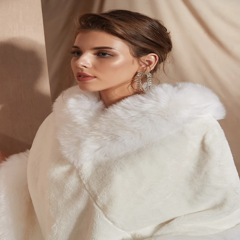Forevergracedress элегантные мягкие осень-зима искусственного меха невесты свадебное Обёрточная Бумага Куртки-болеро Свадебные пальто шали шарфы PJ337